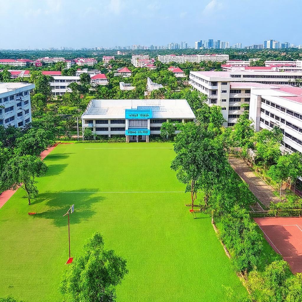 Khuôn viên xanh mát của Trường THCS Vĩnh Hòa Hiệp